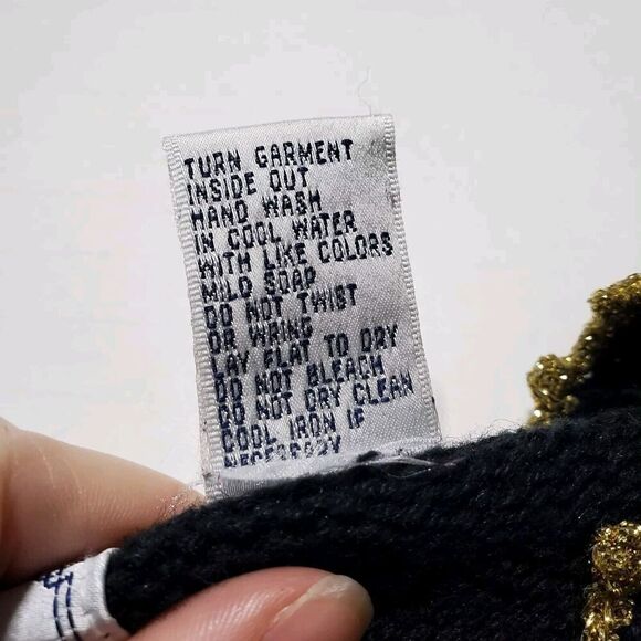 Vintage Holiday Cardigan Sweater Size M Winter Poinsettia Hand Knit Womens - Picture 14 of 14